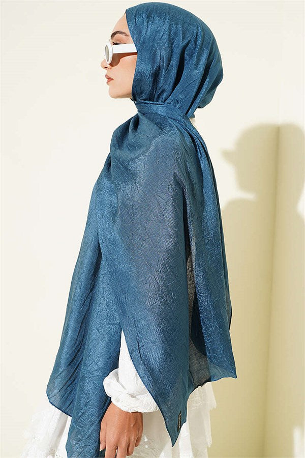 Monogram Patterned Scarf in Petrol Blue