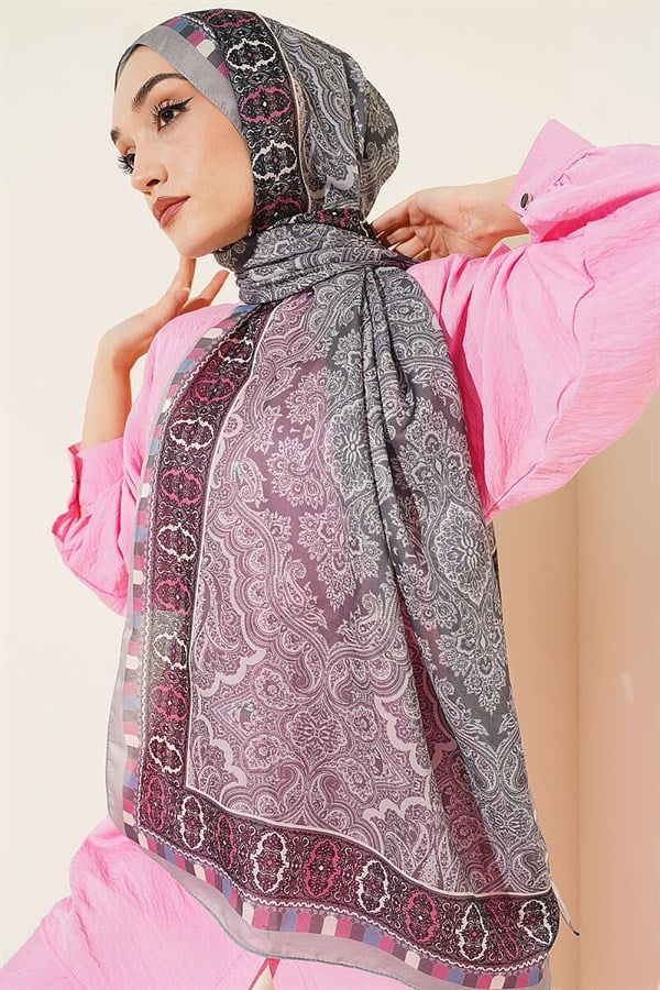 Patterned Soft Shawl Grey