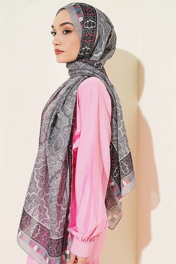Patterned Soft Shawl Grey