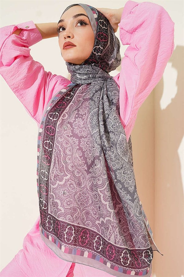 Patterned Soft Shawl Grey