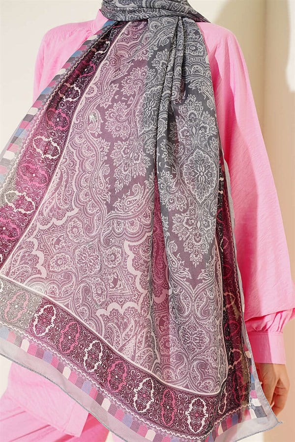 Patterned Soft Shawl Grey
