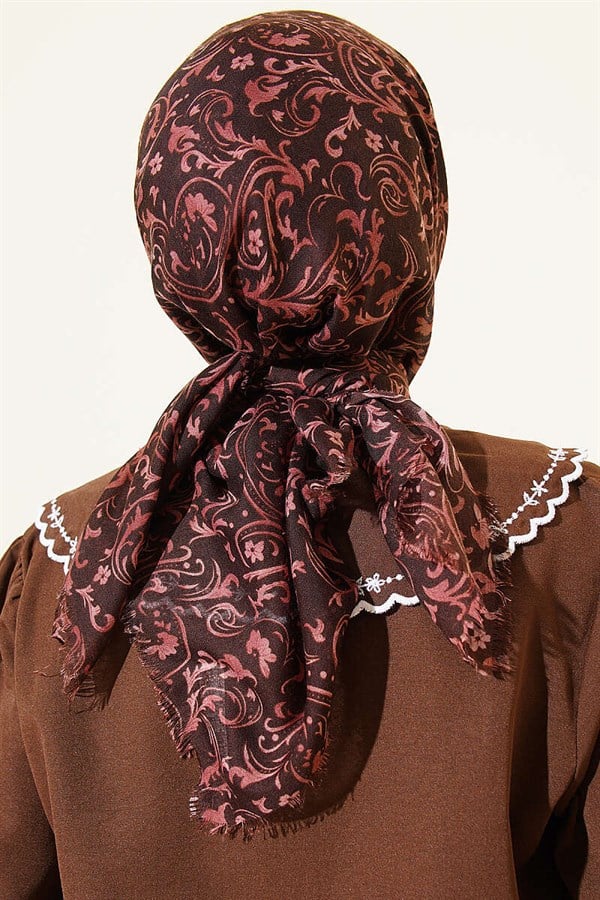 Patterned Flamu Cotton Scarf Chestnut