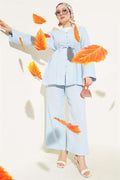 Muslin Button Covered 2 Piece Set Blue