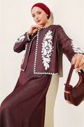 Embroidered Detail Jacket and Vest Two-Piece Set, Cherry Red