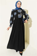 Embroidered Chiffon Dress, Blue