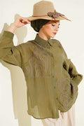 Embroidered Detail Shirt, Khaki