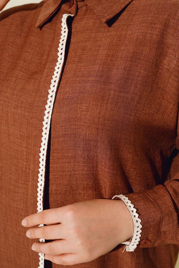 Embroidered Detailed Shirt Brown