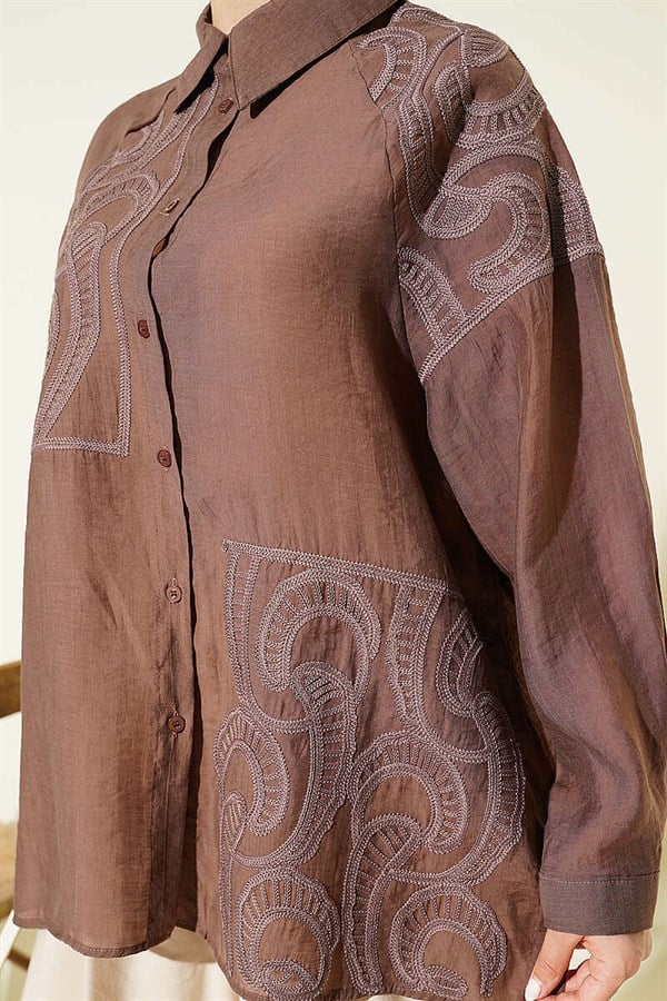 Embroidered Shirt in Brown