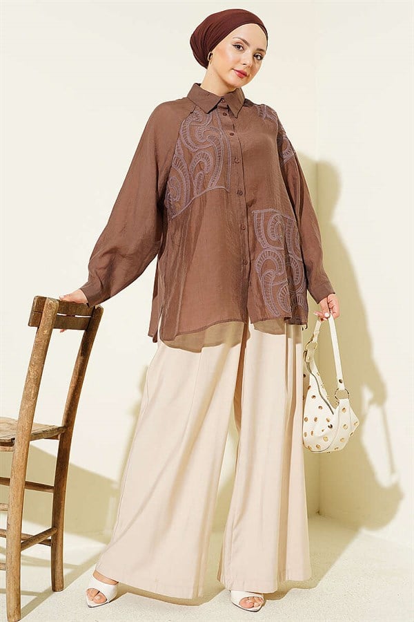 Embroidered Shirt in Brown