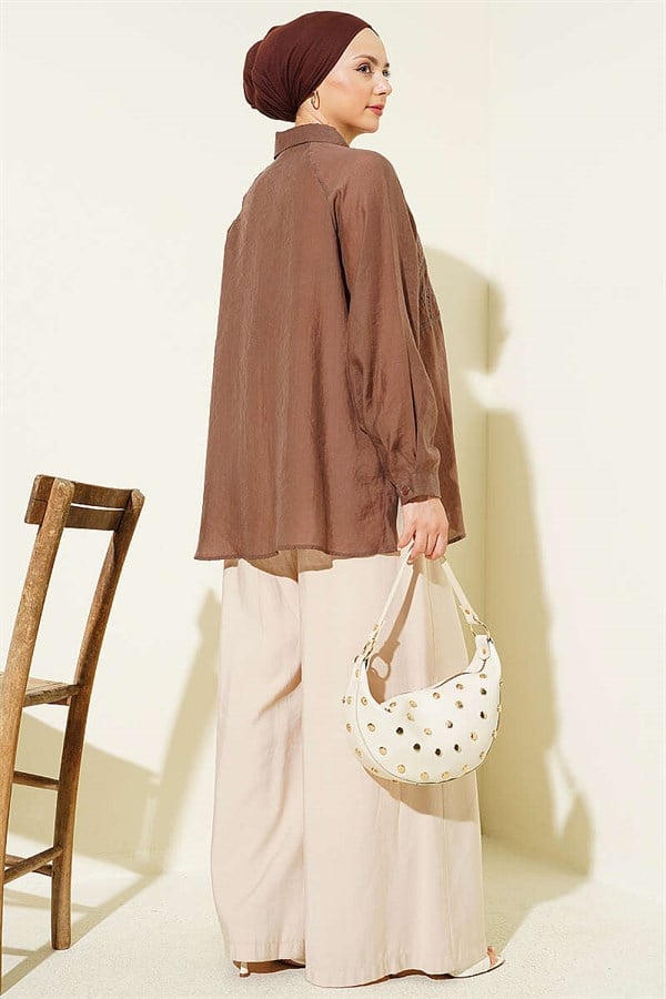 Embroidered Shirt in Brown