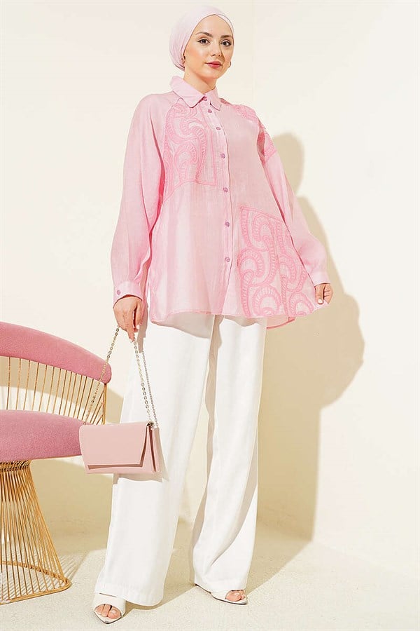 Embroidered Detail Shirt Pink
