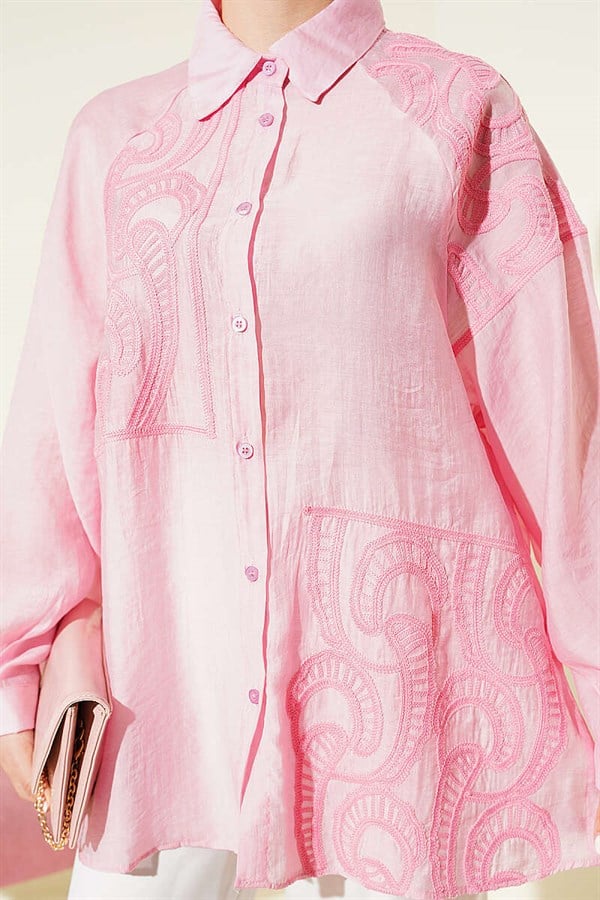 Embroidered Detail Shirt Pink