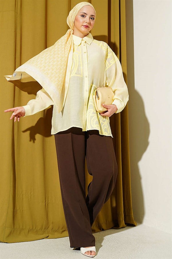 Embroidered Detail Shirt, Yellow