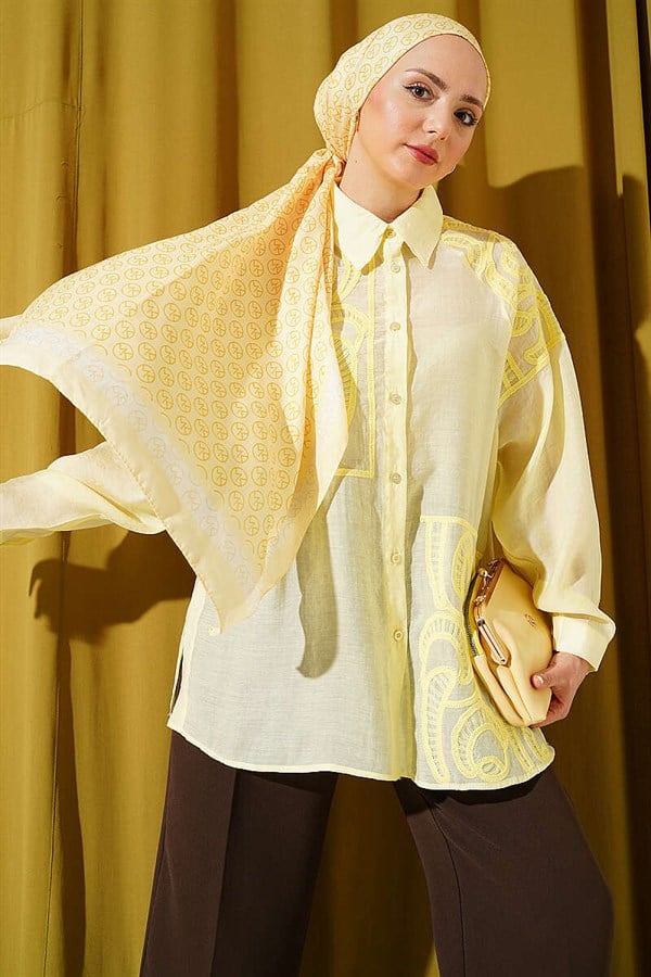 Embroidered Detail Shirt, Yellow