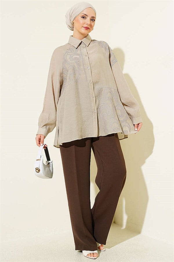 Embroidered Shirt with Stone Embellishments