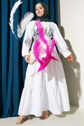 Embroidered Elastic Waist Layered Dress White