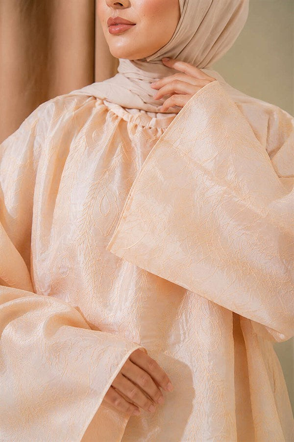 Embroidered Spanish Sleeve Blouse Beige