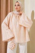 Embroidered Spanish Sleeve Blouse Beige