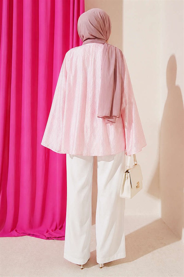 Embroidered Spanish Sleeve Blouse Pink