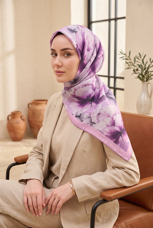 Natural Floral Pattern Scarf Series Lilac