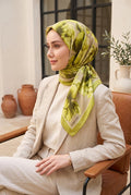 Natural Floral Pattern Scarf Series Green Olive