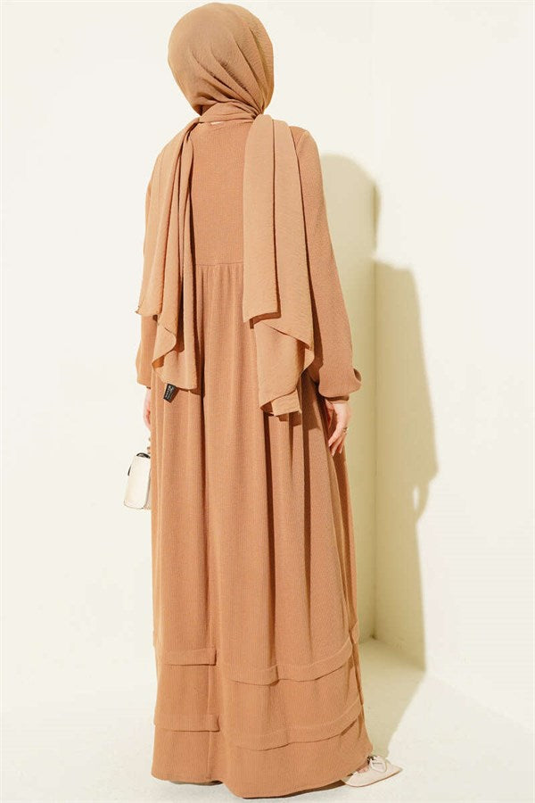 Ribbed Detail Knitted Dress Latte