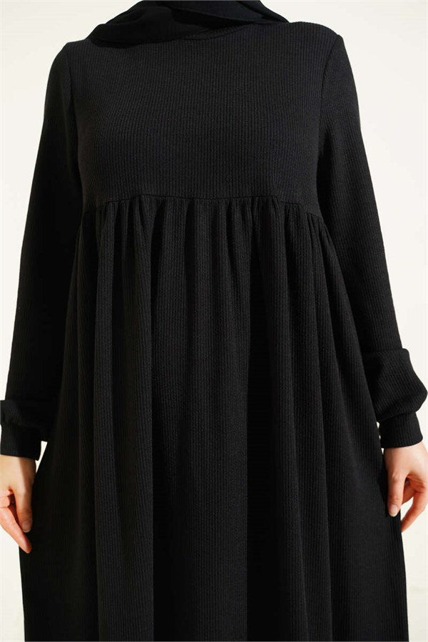 Ribbed Detail Knitted Dress Black