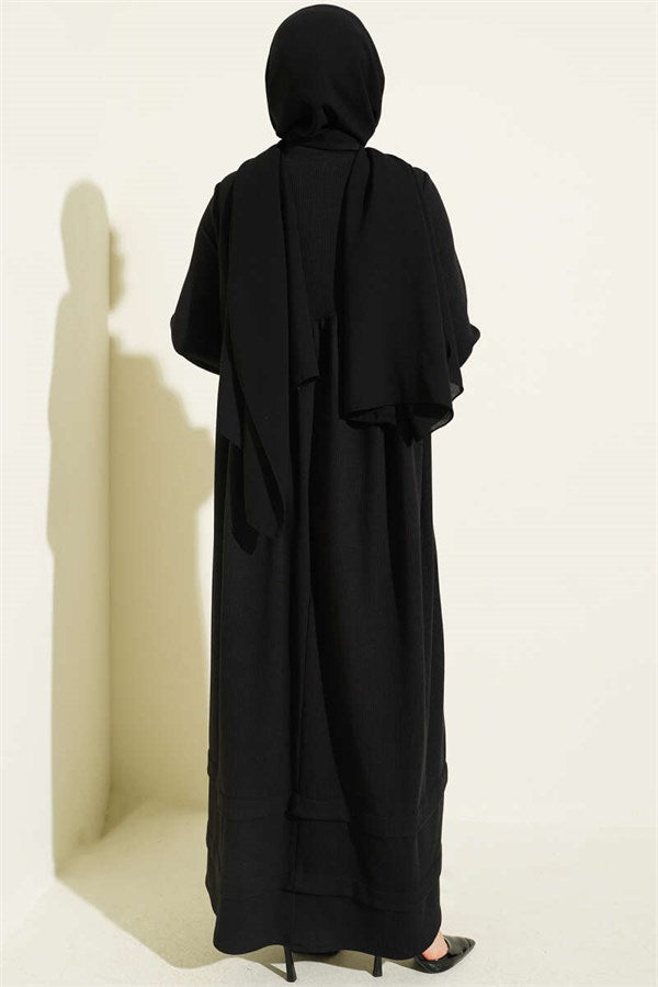 Ribbed Detail Knitted Dress Black