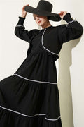 Ribbed Stitch Detail Dress 2 Piece Set Black