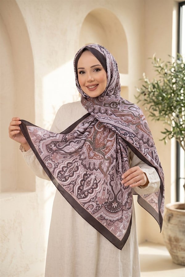 Neva Ethnic Pattern Scarf Series Dark Brown