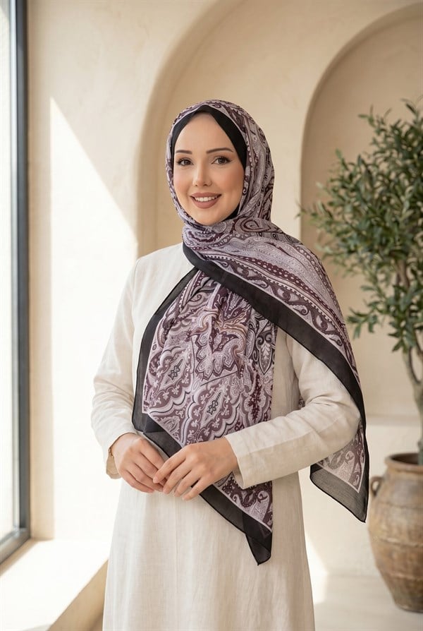Neva Ethnic Pattern Scarf Series Burgundy