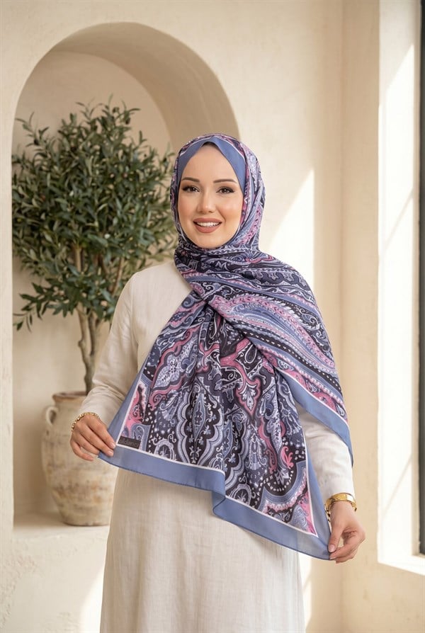 Neva Ethnic Pattern Scarf Series Indigo
