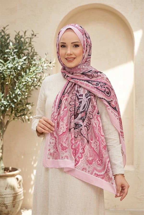 Neva Ethnic Pattern Scarf Series Pink