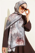 Lotus Patterned Bamboo Kash Shawl Dark Brown