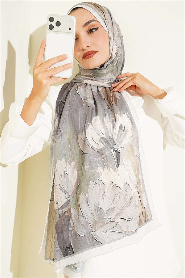 Lotus Patterned Bamboo Krasnoye Shawl Beige