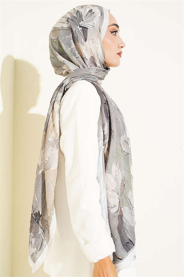 Lotus Patterned Bamboo Krasnoye Shawl Beige
