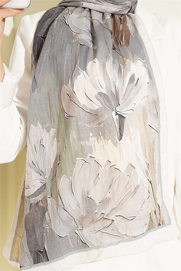 Lotus Patterned Bamboo Krasnoye Shawl Beige