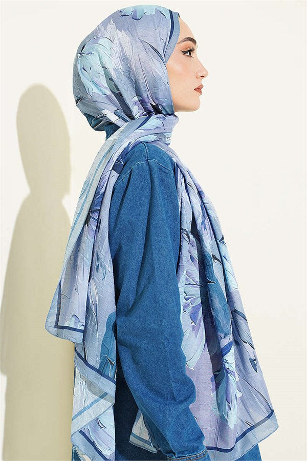 Lotus Patterned Bamboo Kash Shawl Grey