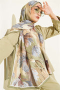 Lotus Patterned Bamboo Kash Shawl Khaki