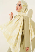 Lotus Patterned Bamboo Crush Scarf Lime