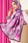 Lotus Patterned Bamboo Kash Shawl, Plum