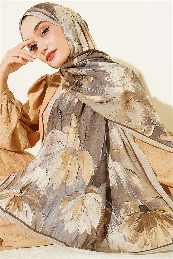 Lotus Patterned Bamboo Kash Shawl, Dark Green