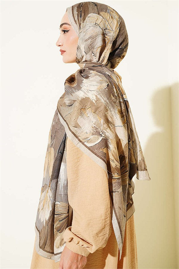 Lotus Patterned Bamboo Kash Shawl, Dark Green