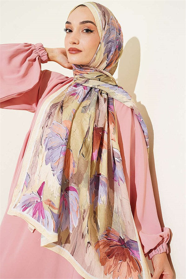 Lotus Patterned Bamboo Krasnoye Shawl Yellow