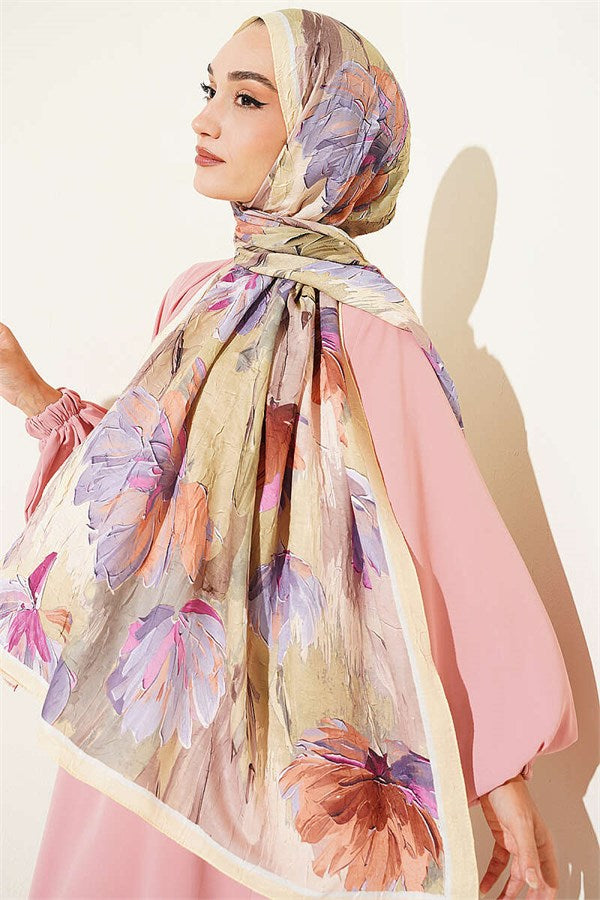 Lotus Patterned Bamboo Krasnoye Shawl Yellow