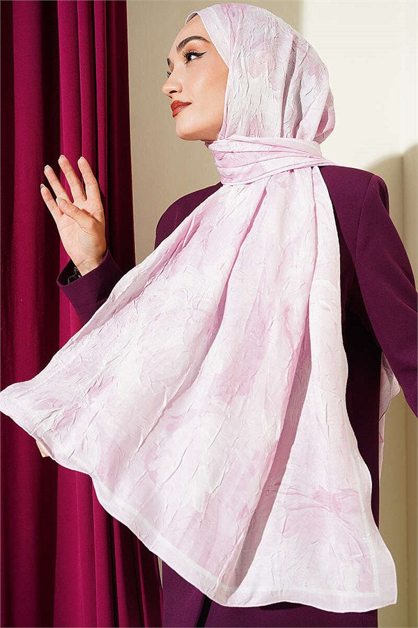 Lotus Patterned Bamboo Crash Scarf Dusty Pink