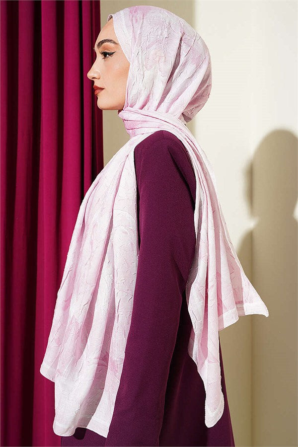 Lotus Patterned Bamboo Crash Scarf Dusty Pink