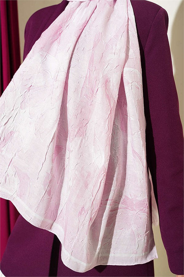 Lotus Patterned Bamboo Crash Scarf Dusty Pink