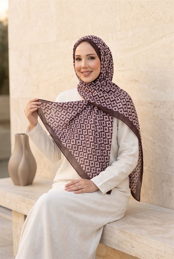 Nora Patterned Scarf Series Dark Brown