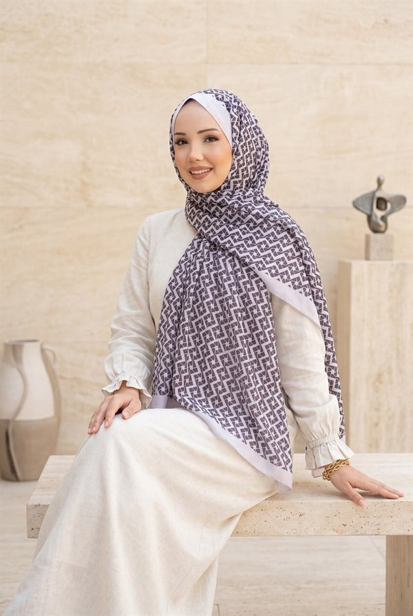 Nora Patterned Scarf Series Beige